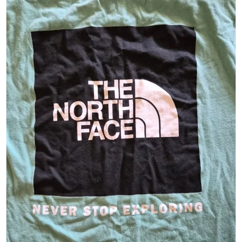 The North Face Mens Small‎ Long Sleeve Graphic T-Shirt Aqua Blue